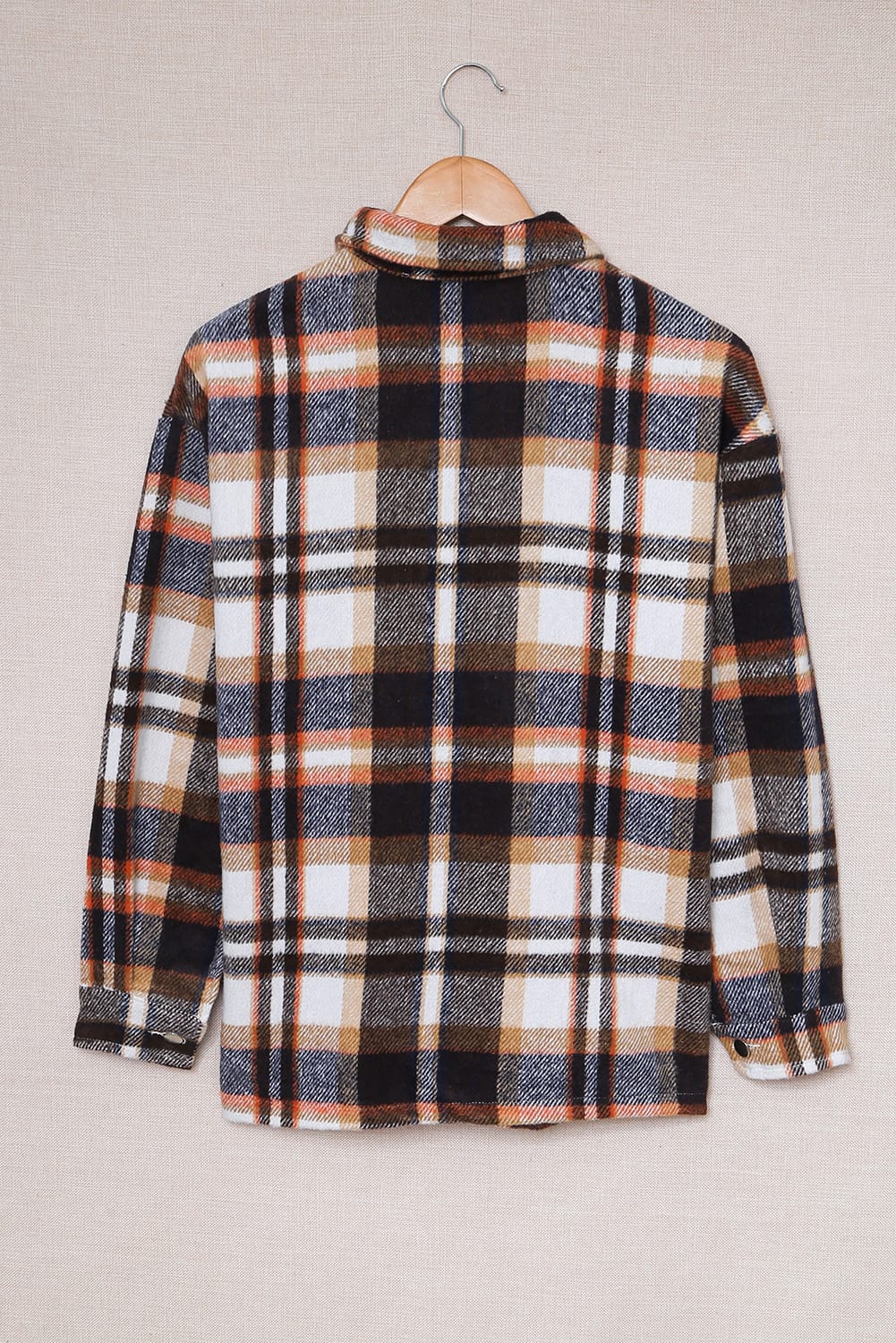 Plaid Button Front Pocket Shirt Shacket - Cowaa