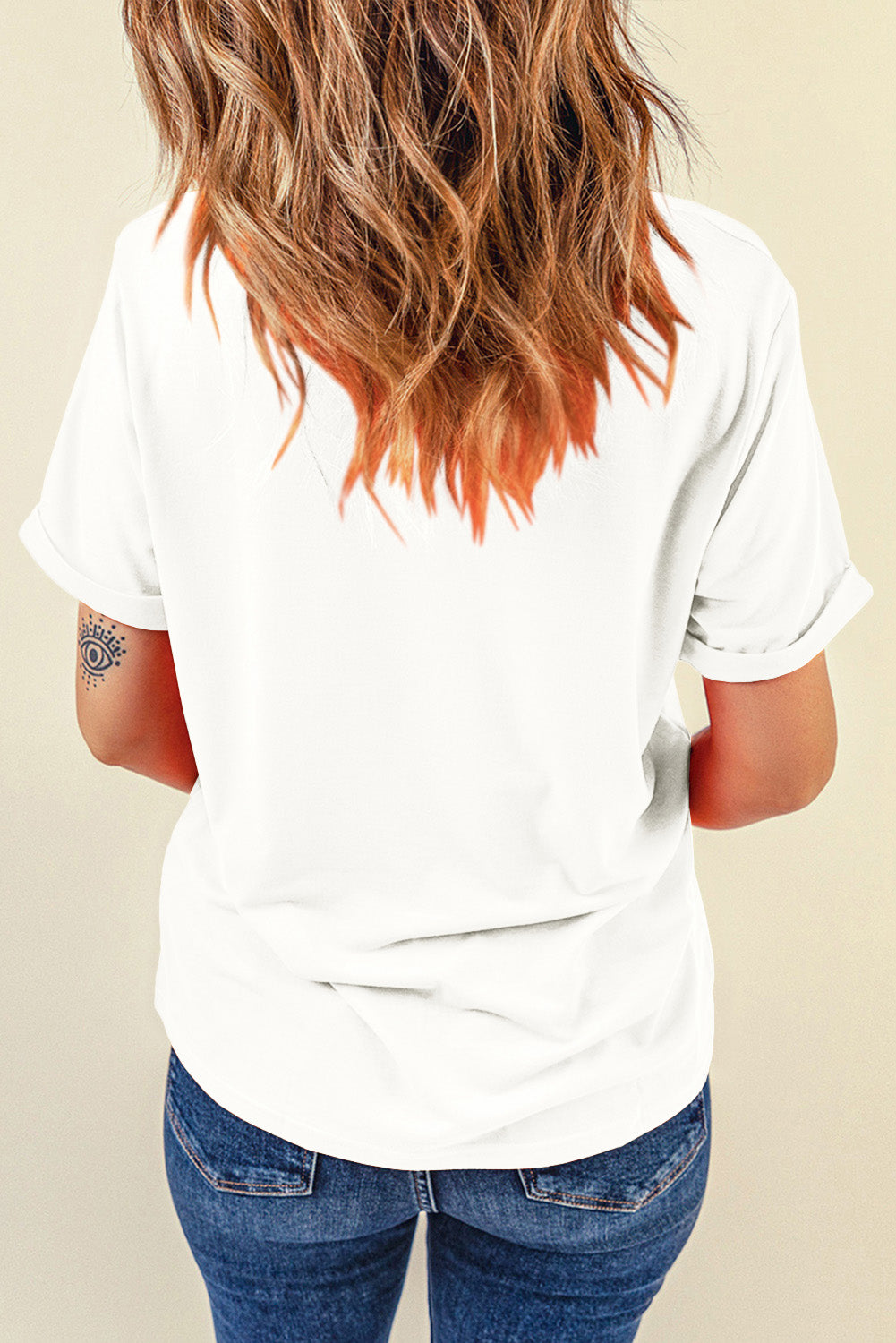 Sequin American Flag Star Graphic T Shirt - Cowaa