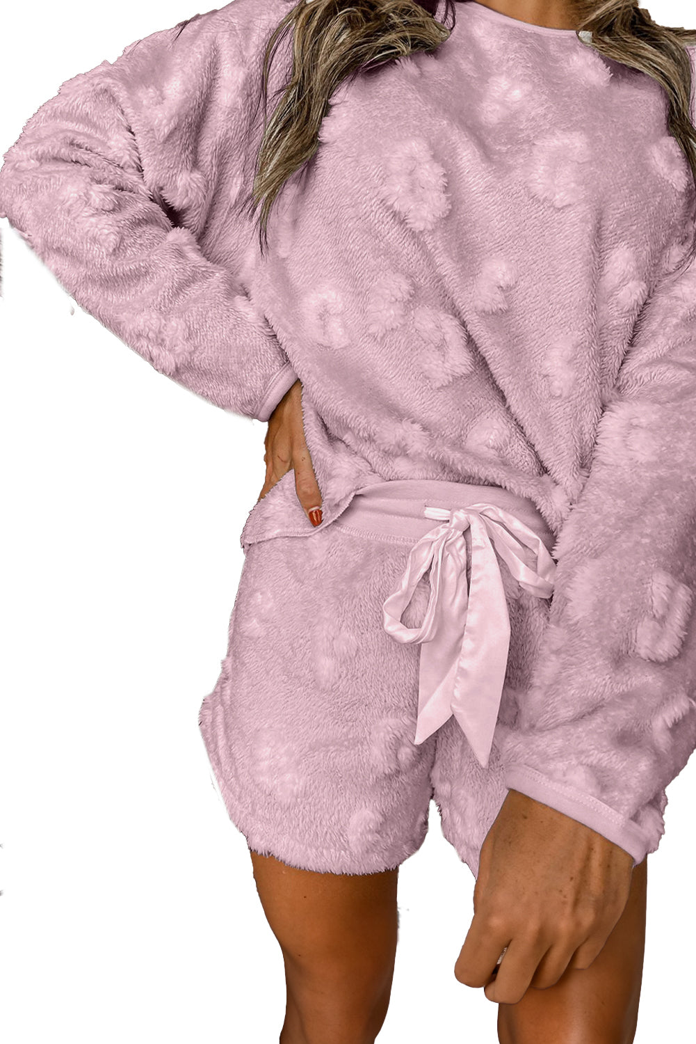 Cheetah Fleece Loose Two Piece Pajama Set - Cowaa