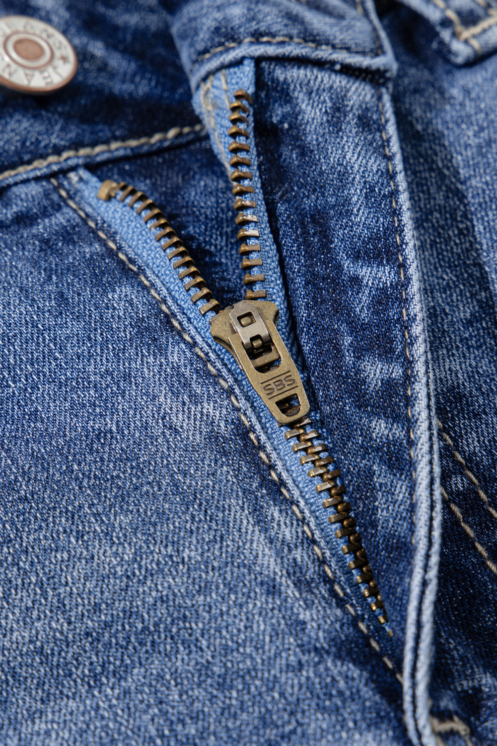 Dusk Blue High Rise Ripped Distressed Hem Flared Jeans - Cowaa