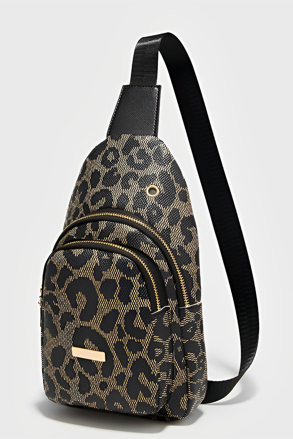Leopard Printed PU Leather Zippered Fanny Pack Sling Bag - Cowaa