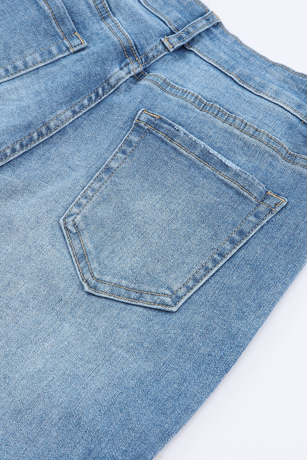 Blue Light Wash High Waisted Bell Bottom Jeans - Cowaa