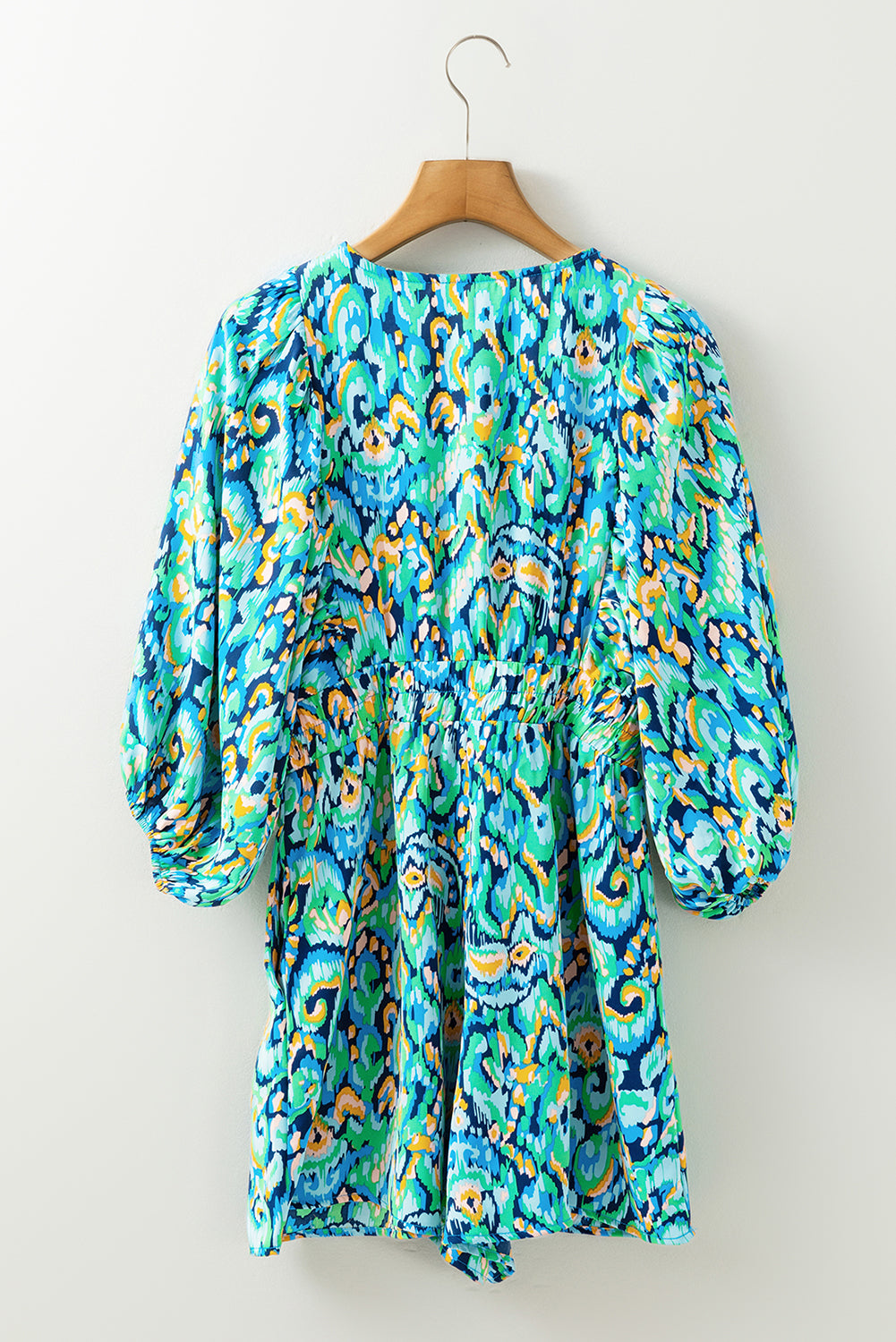 Abstract Print Dolman Sleeve V Neck High Waist Romper