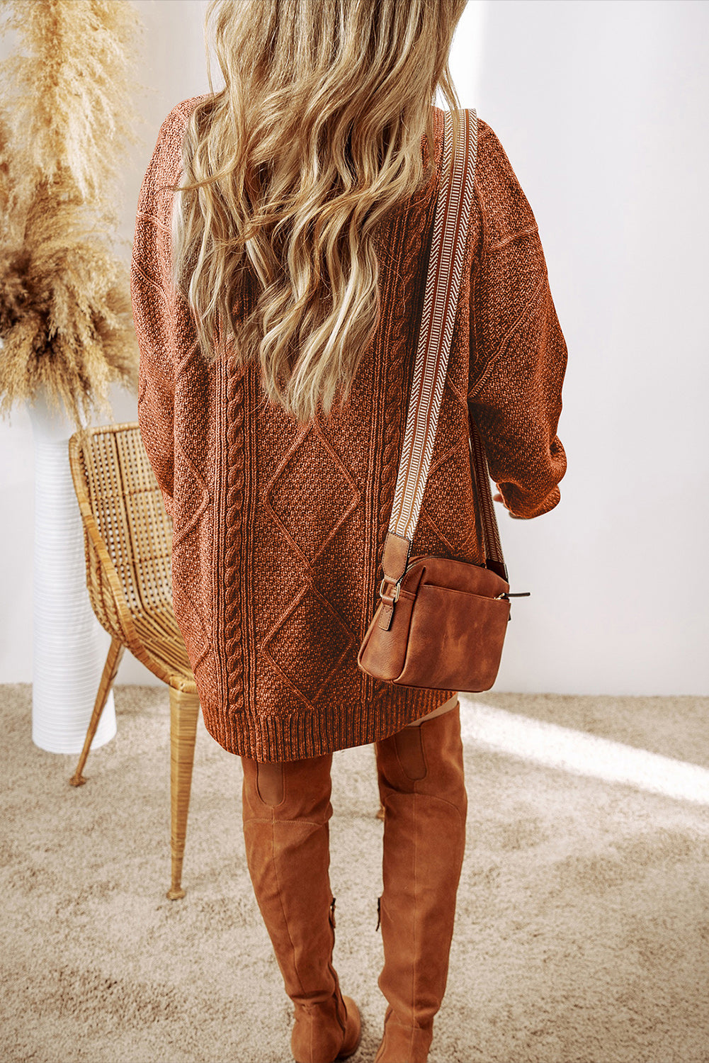 Knit Loose Fit Sweater Dress - Cowaa