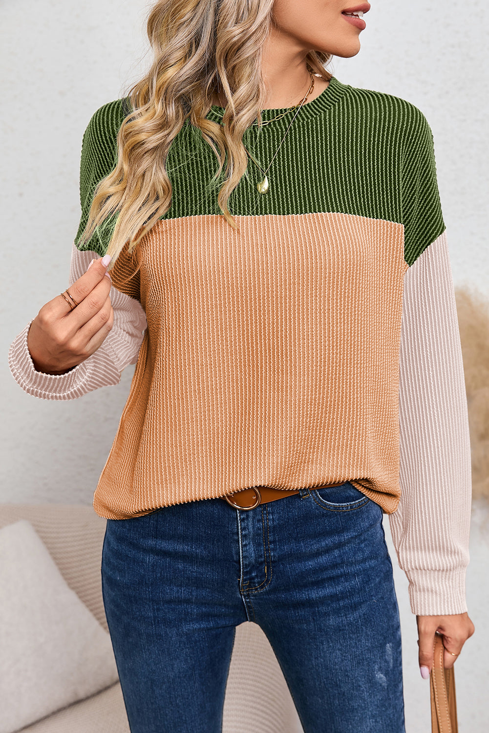 Corduroy Long Sleeve Top - Cowaa
