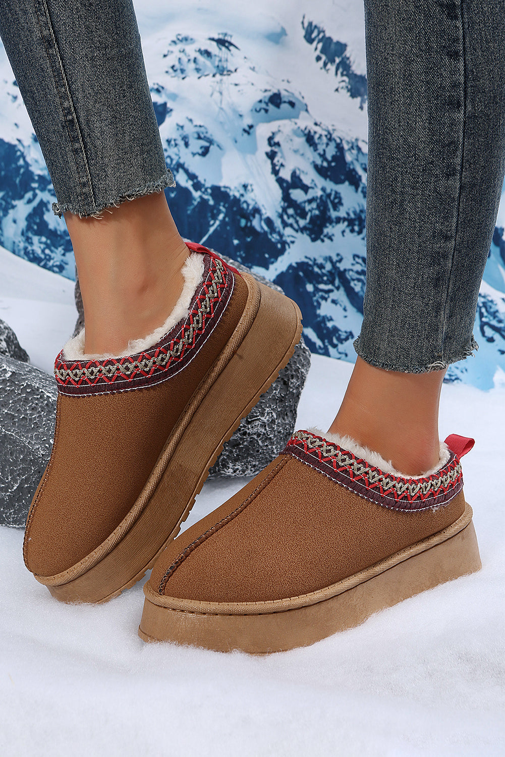 Round Toe Suede Platform Snow Boots
