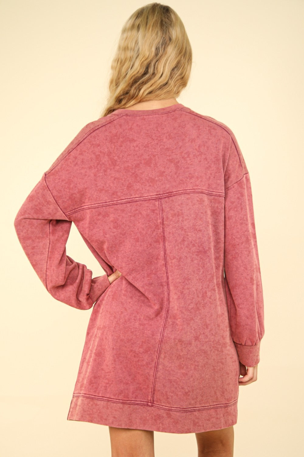 Mineral Washed Oversized Sweatshirt Mini Dress - Cowaa