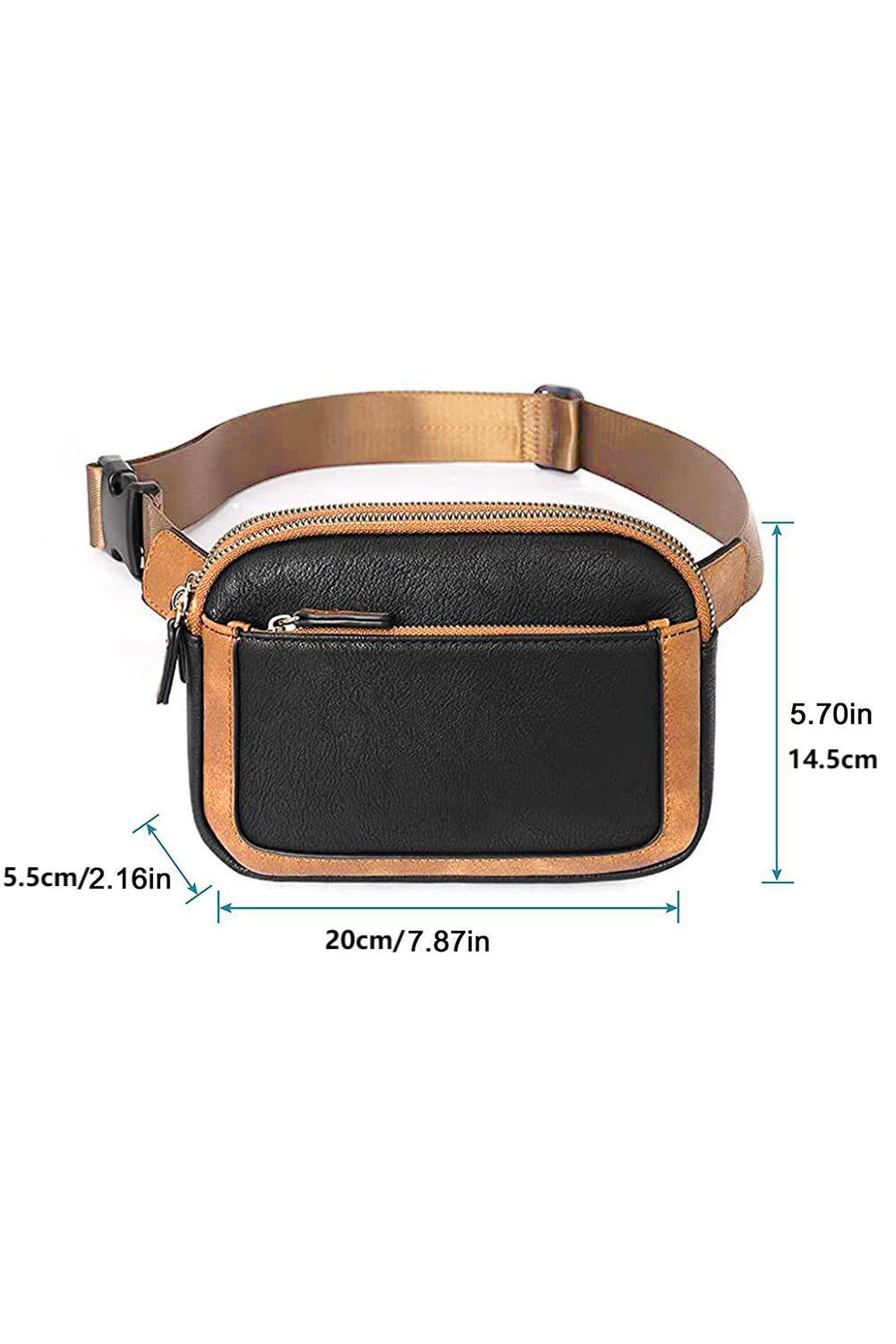 Black Adjustable Strap Mini PU Leather Crossbody Bag - Cowaa