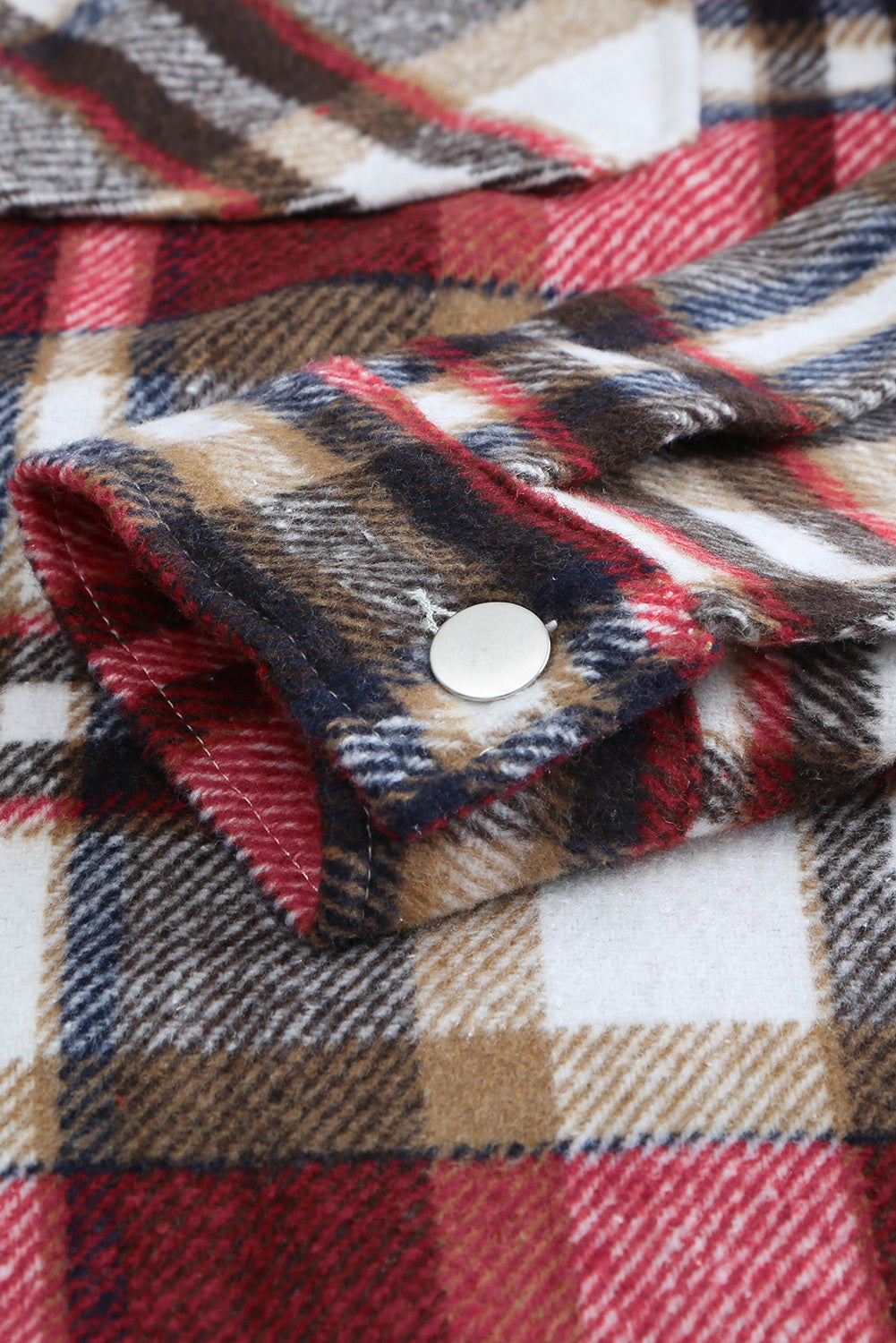 Plaid Button Front Pocket Shirt Shacket - Cowaa
