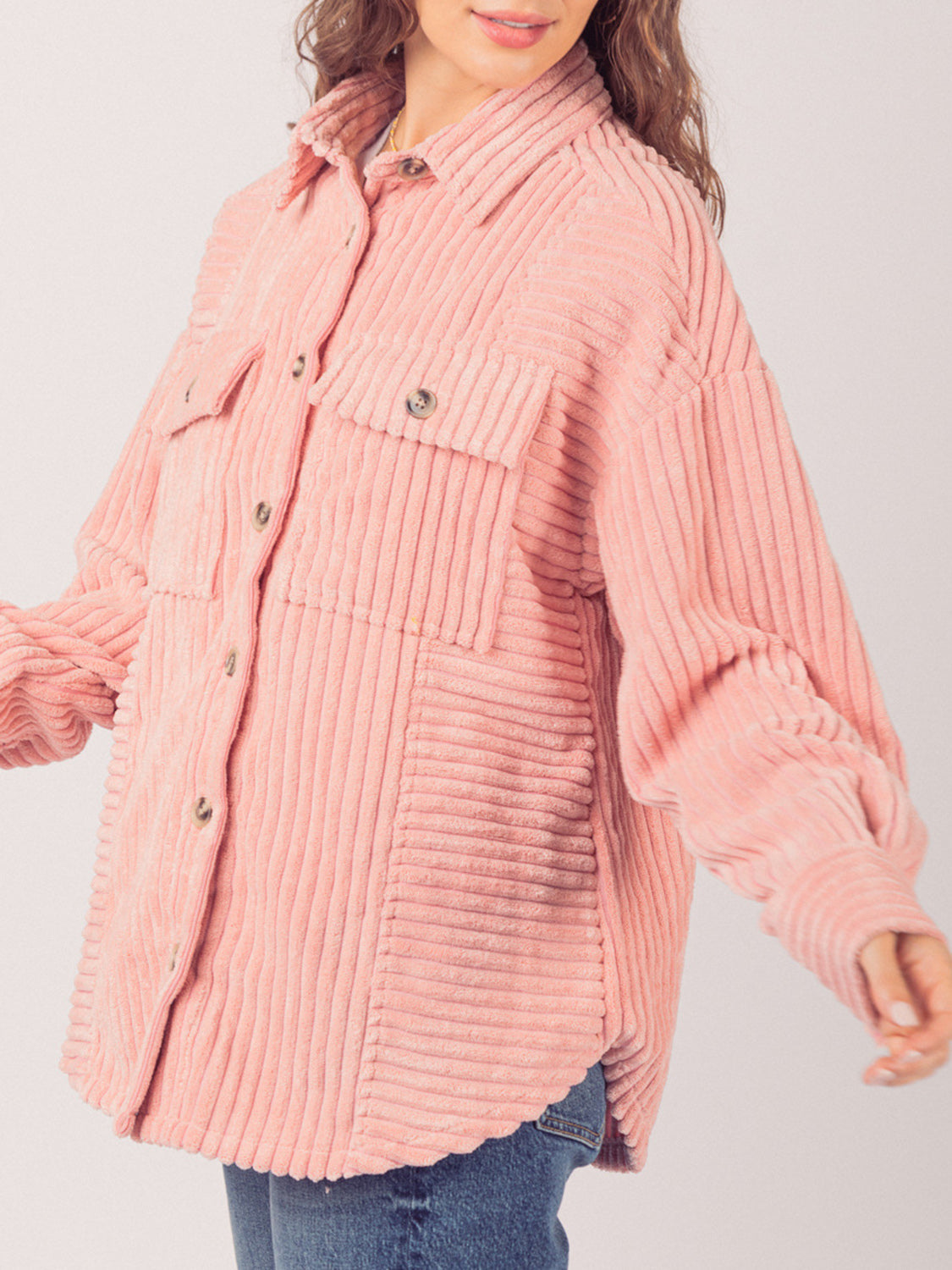 Button Up Long Sleeve Corduroy Shirt