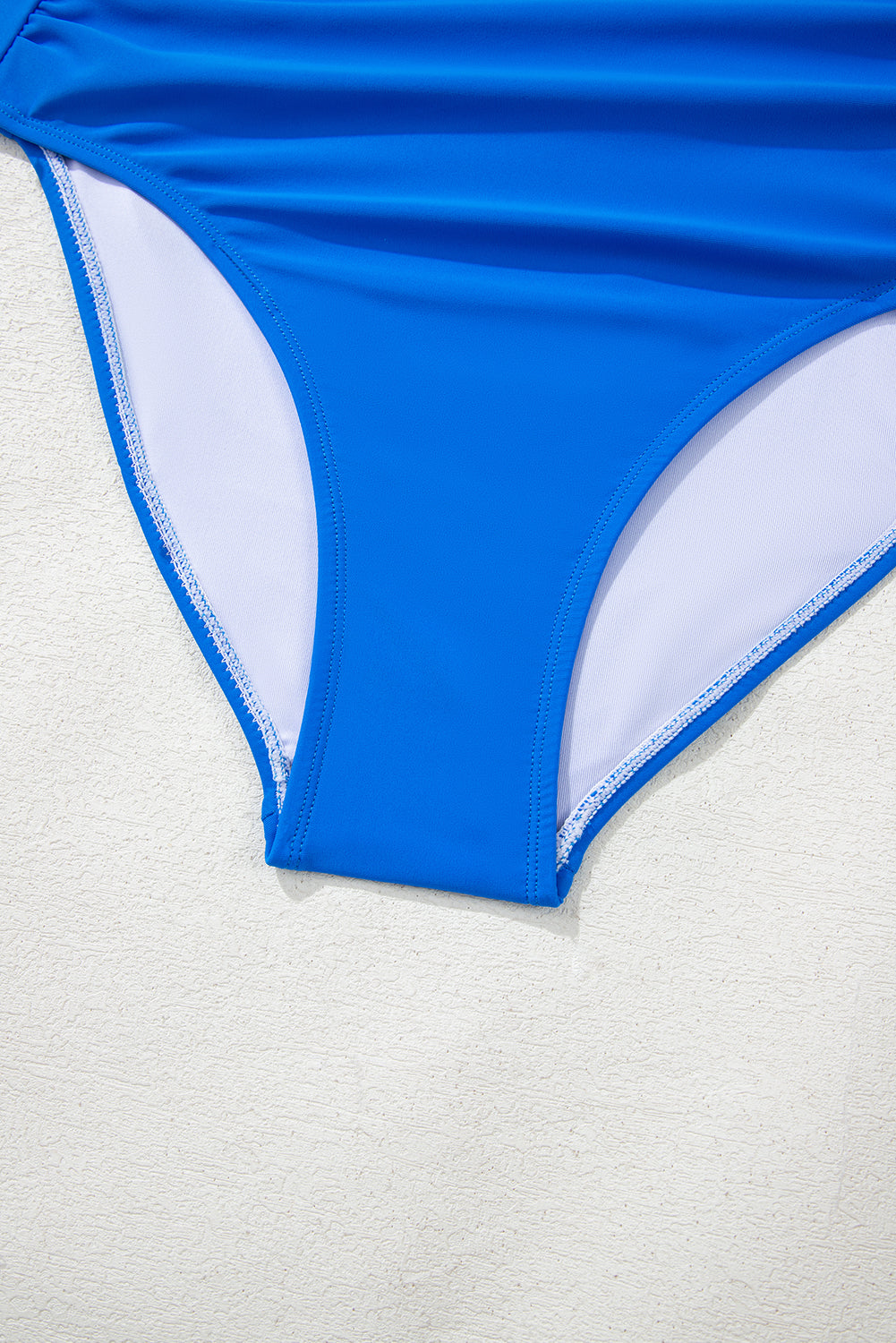 Blue Colorblock Square Neck Top Pleated High Waisted Bikini