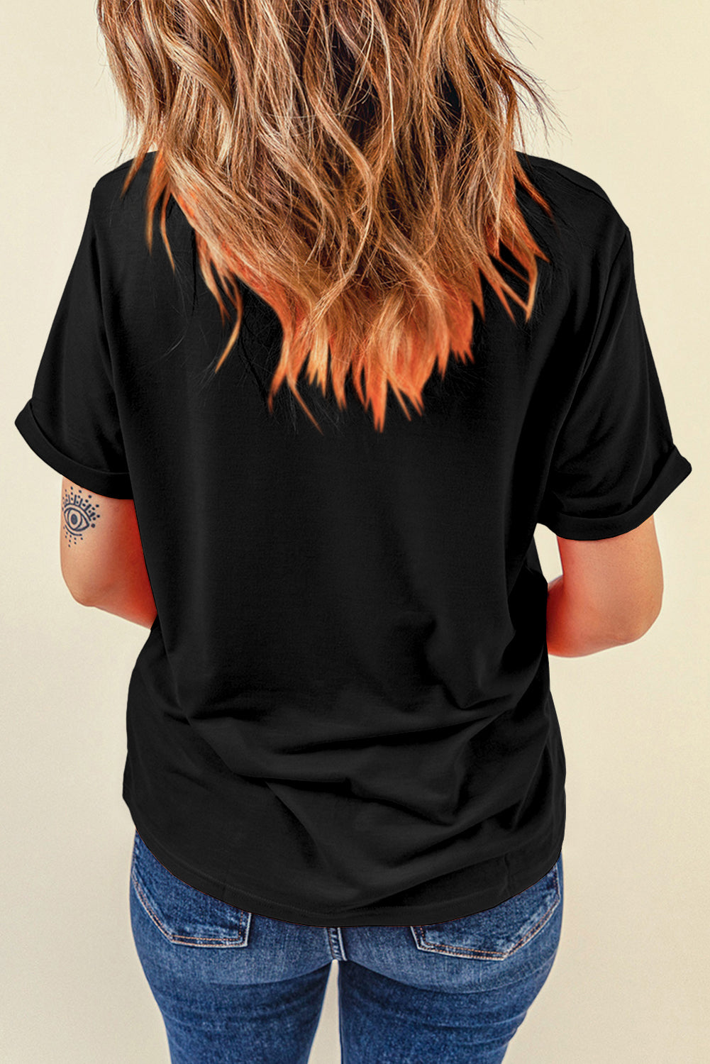 Sequin American Flag Star Graphic T Shirt - Cowaa