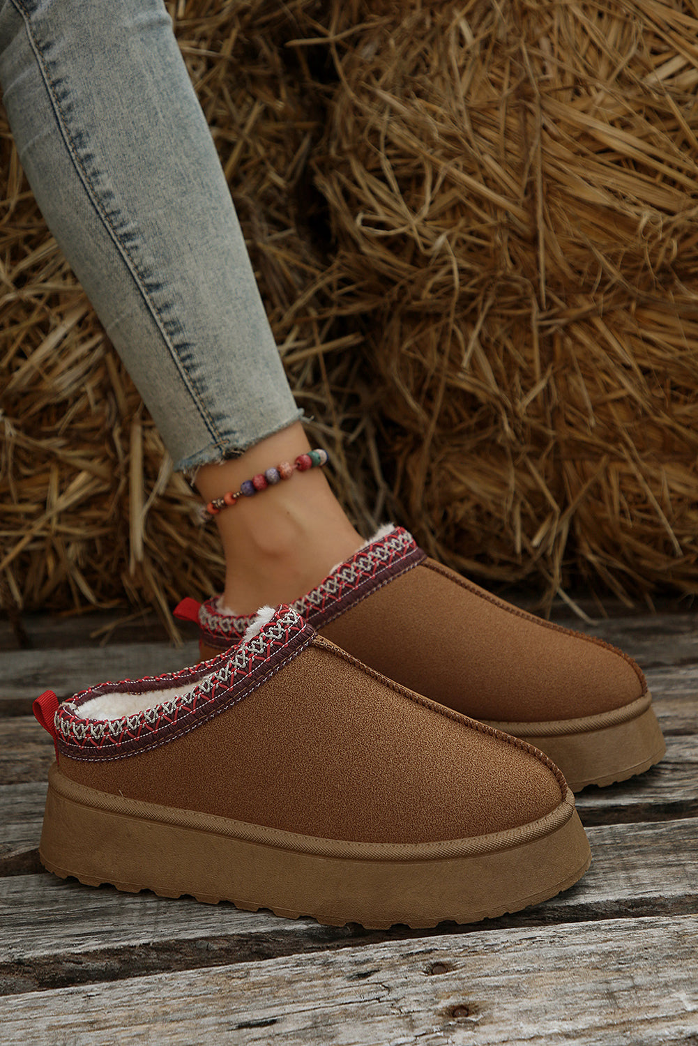 Round Toe Suede Platform Snow Boots