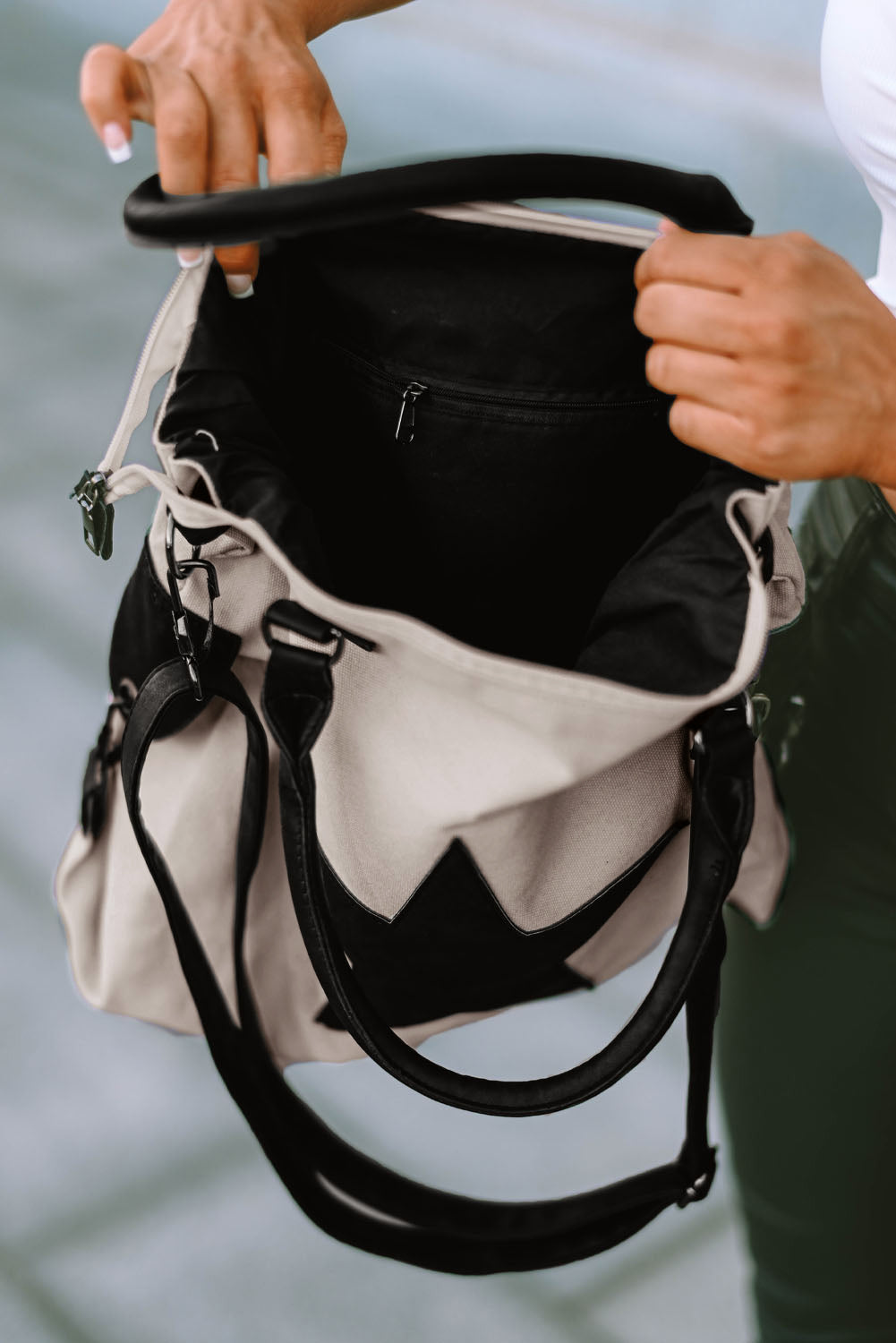 Beige Star Canvas Tote Bag - Cowaa