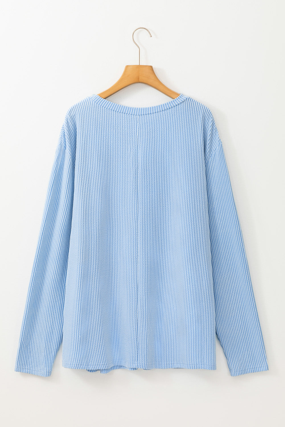 Myosotis Plus Size Ribbed Textured Long Sleeve T Shirt - Cowaa