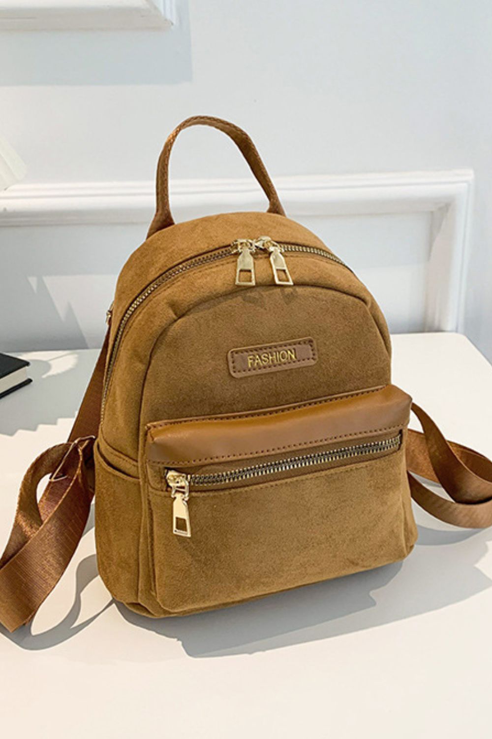 Suede Adjustable Strap Backpack Bag - Cowaa