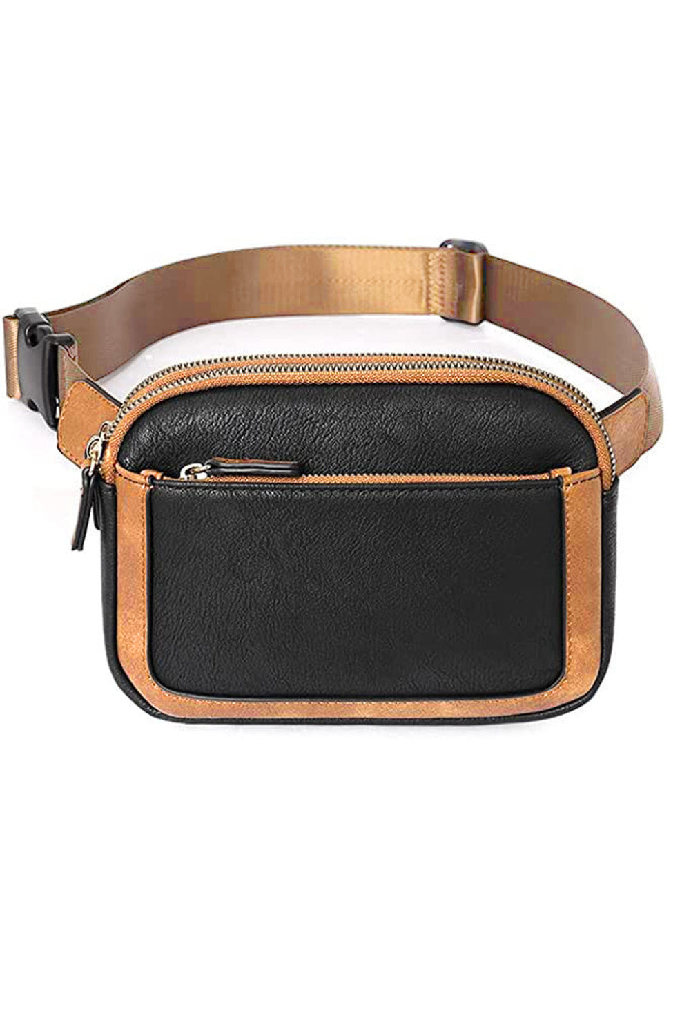 Black Adjustable Strap Mini PU Leather Crossbody Bag - Cowaa