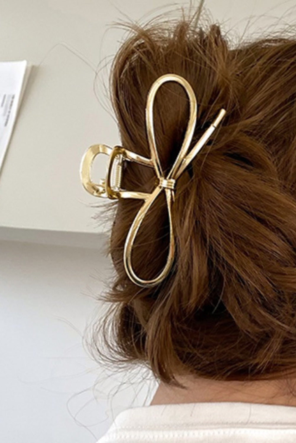 Gold Casual Bowknot Shape Metal Claw Clip - Cowaa
