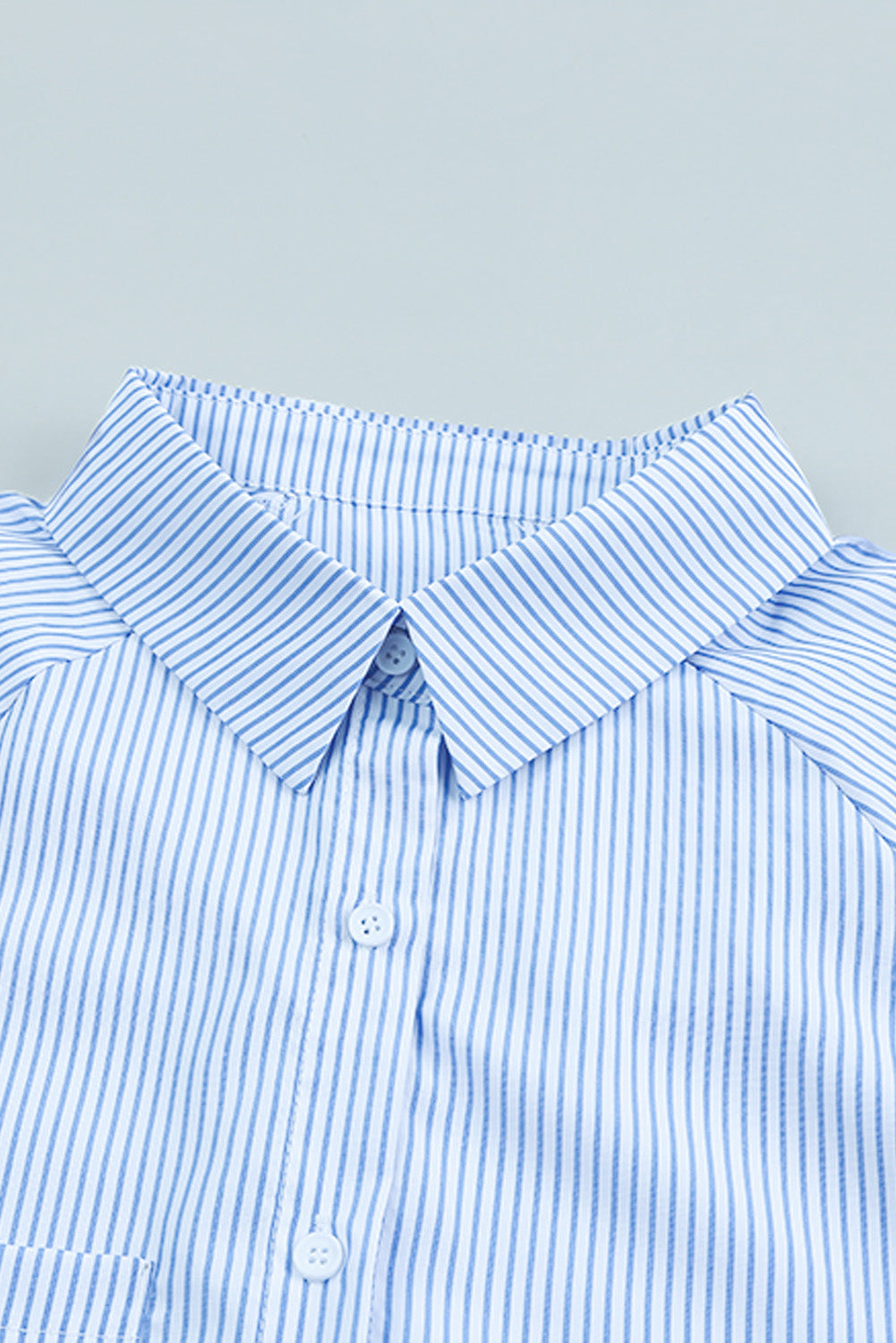 Black Striped Casual Shirred Cuffs Shirt - Cowaa