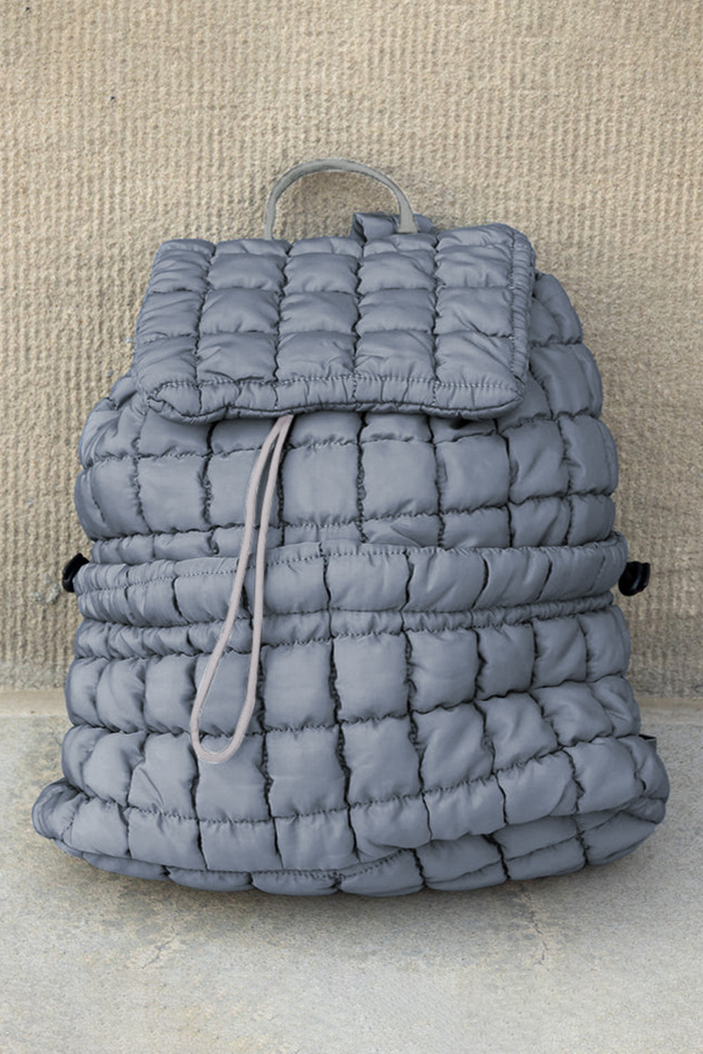 Solid Flapped Quilted Puffer Backpack