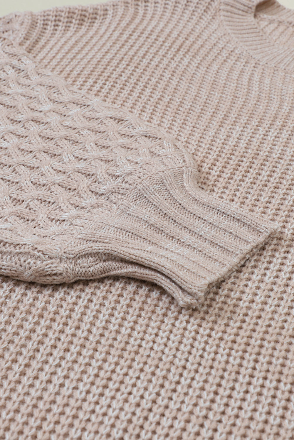 Parchment Chunky Knit Sleeve Drop Shoulder Sweater - Cowaa