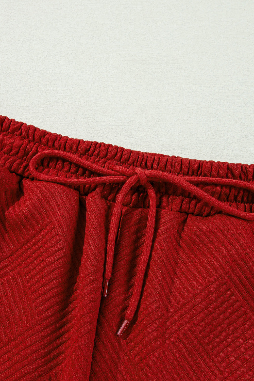 Strawberry Pink Textured Loose Slouchy Long Sleeve Top and Pants Set - Cowaa
