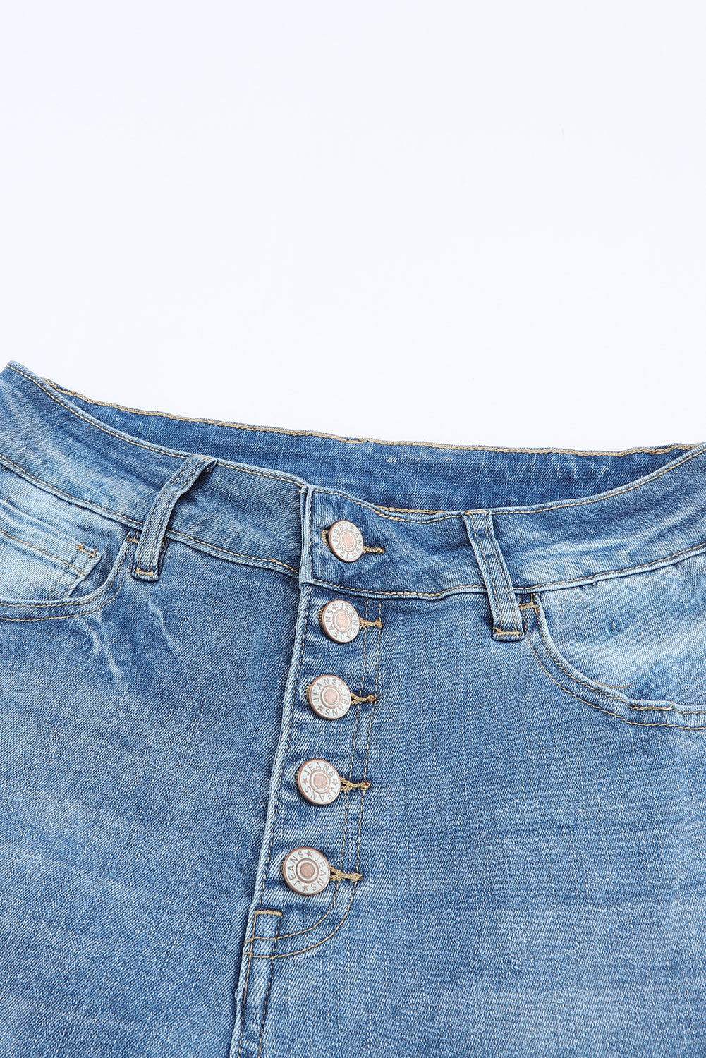 Blue Light Wash High Waisted Bell Bottom Jeans - Cowaa