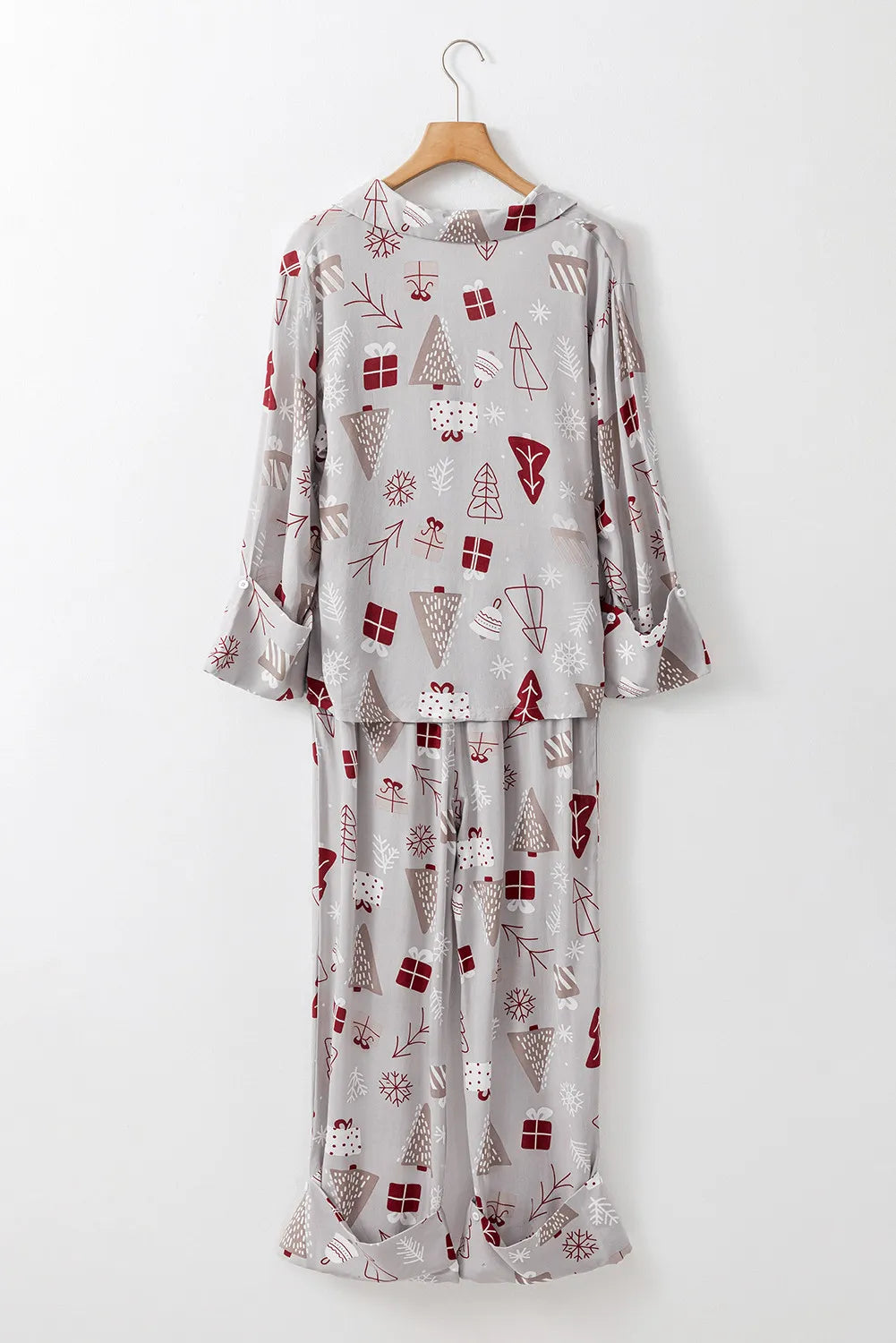 Printed Long Sleeve Top and Pants Lounge Set - Cowaa