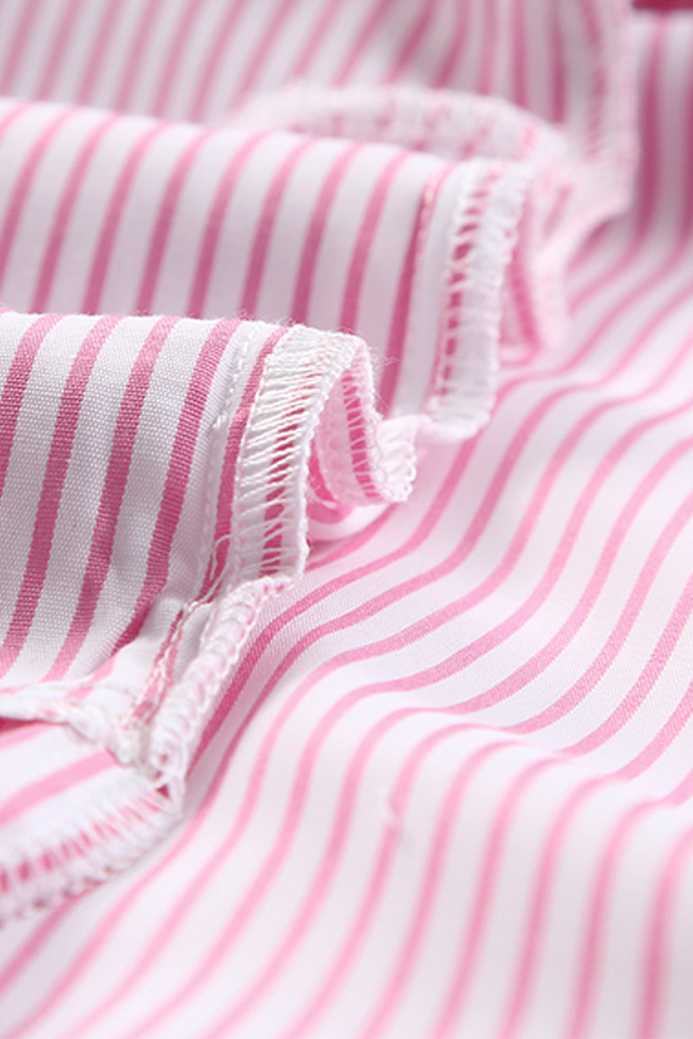 Black Striped Casual Shirred Cuffs Shirt - Cowaa