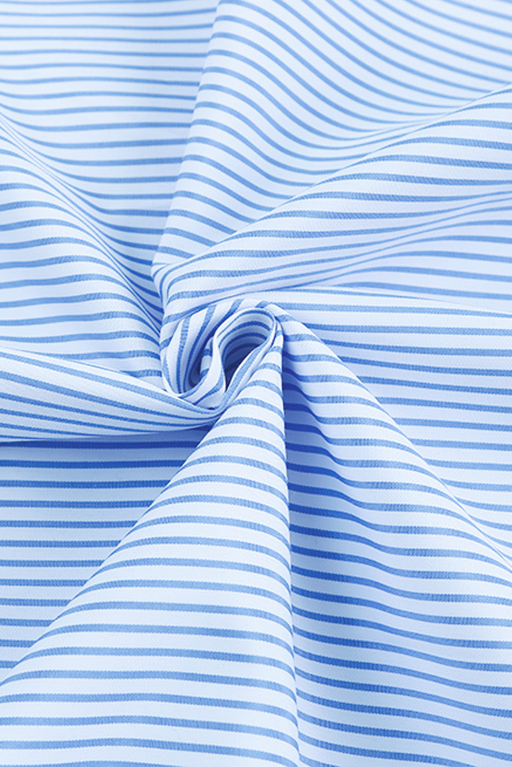 Black Striped Casual Shirred Cuffs Shirt - Cowaa