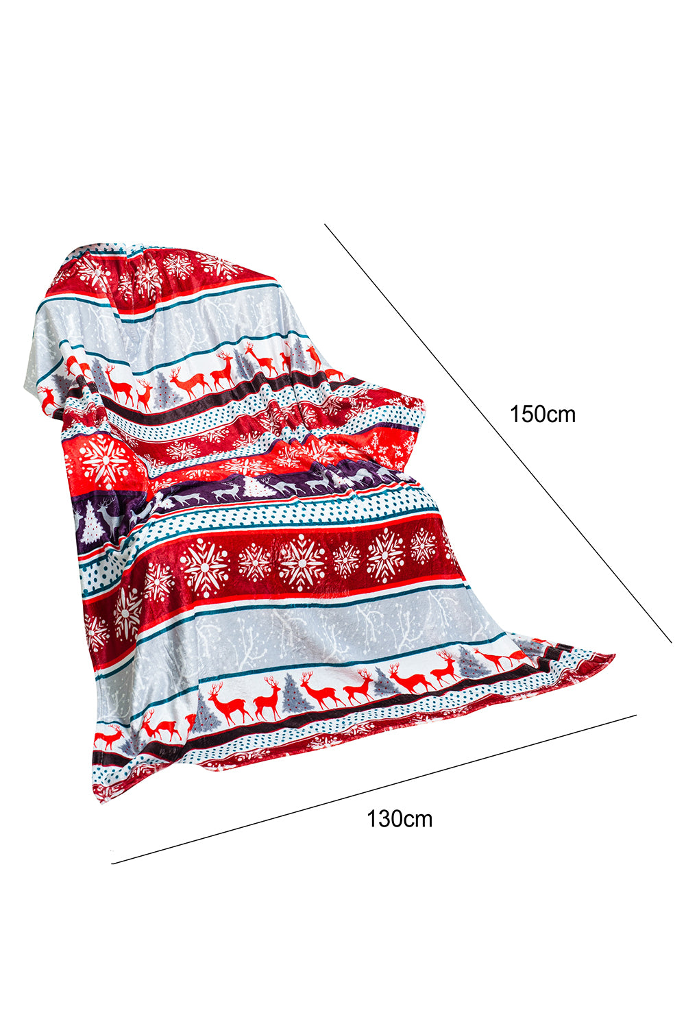 Red Christmas Elk Print Fleece Throw Blanket
