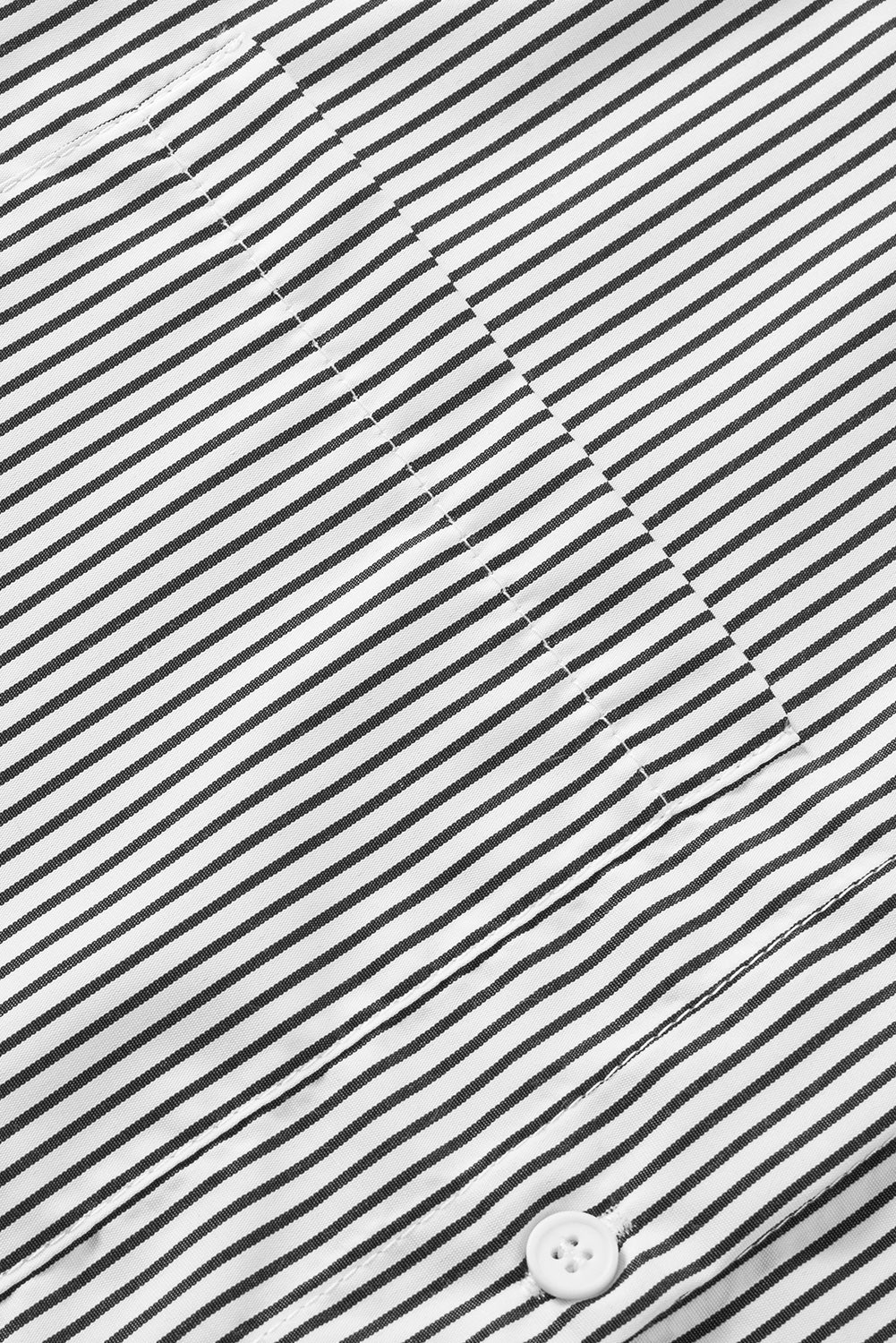 Black Striped Casual Shirred Cuffs Shirt - Cowaa