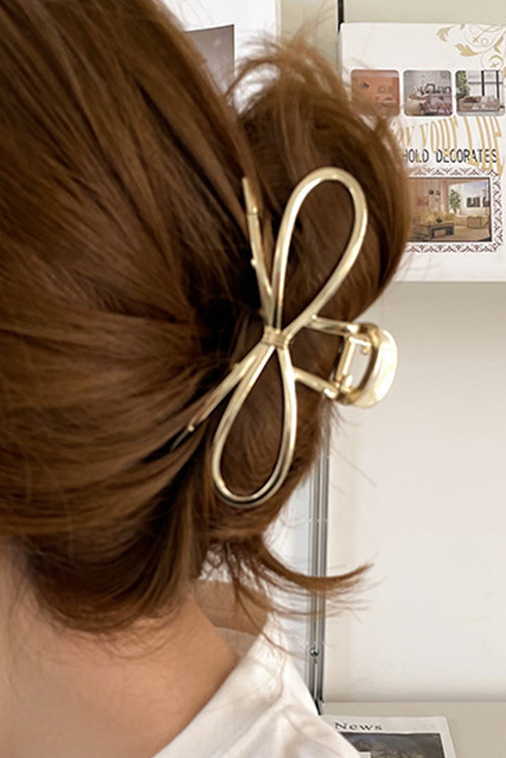 Gold Casual Bowknot Shape Metal Claw Clip - Cowaa