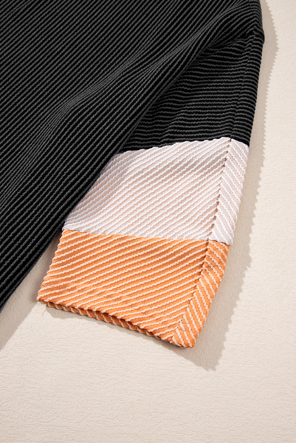 White Pit-striped Colorblock Drop Sleeve Top - Cowaa