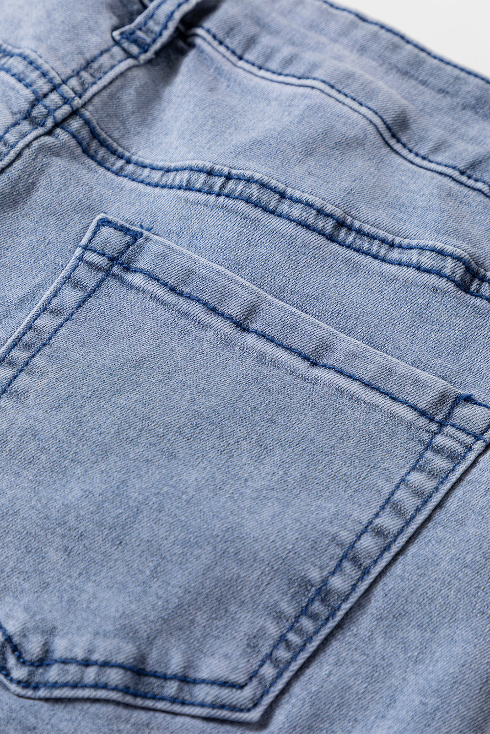 Beau Blue High Waist Button Zip Fly Bell Bottom Jeans - Cowaa