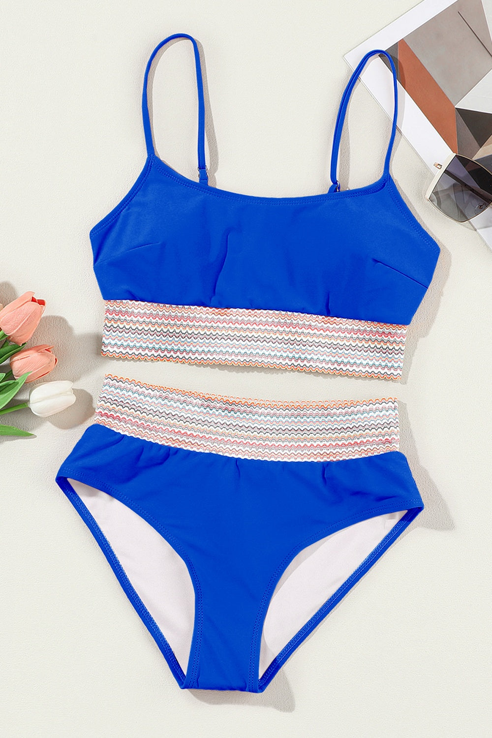 Scoop Neck Spaghetti Strap Bikini Set - Cowaa