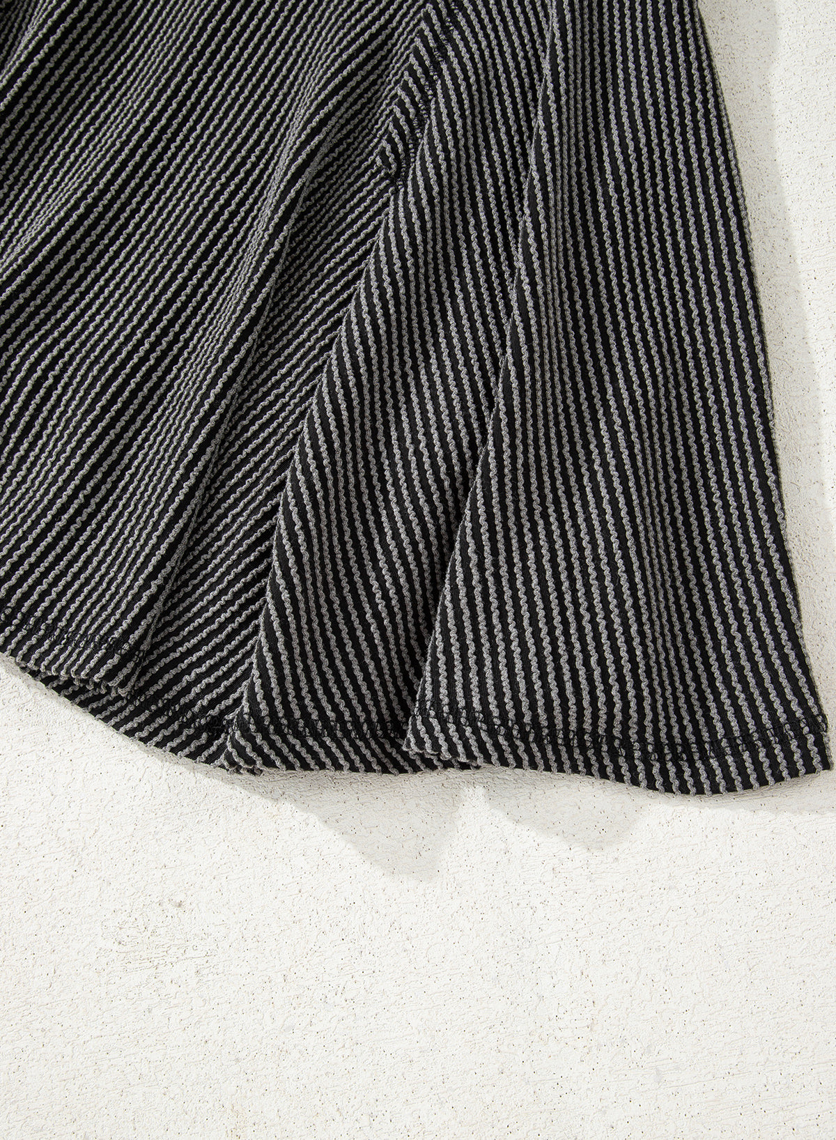 Dark Grey Corded Lantern Sleeve Top High Waist Ruffled Mini Skirt Set