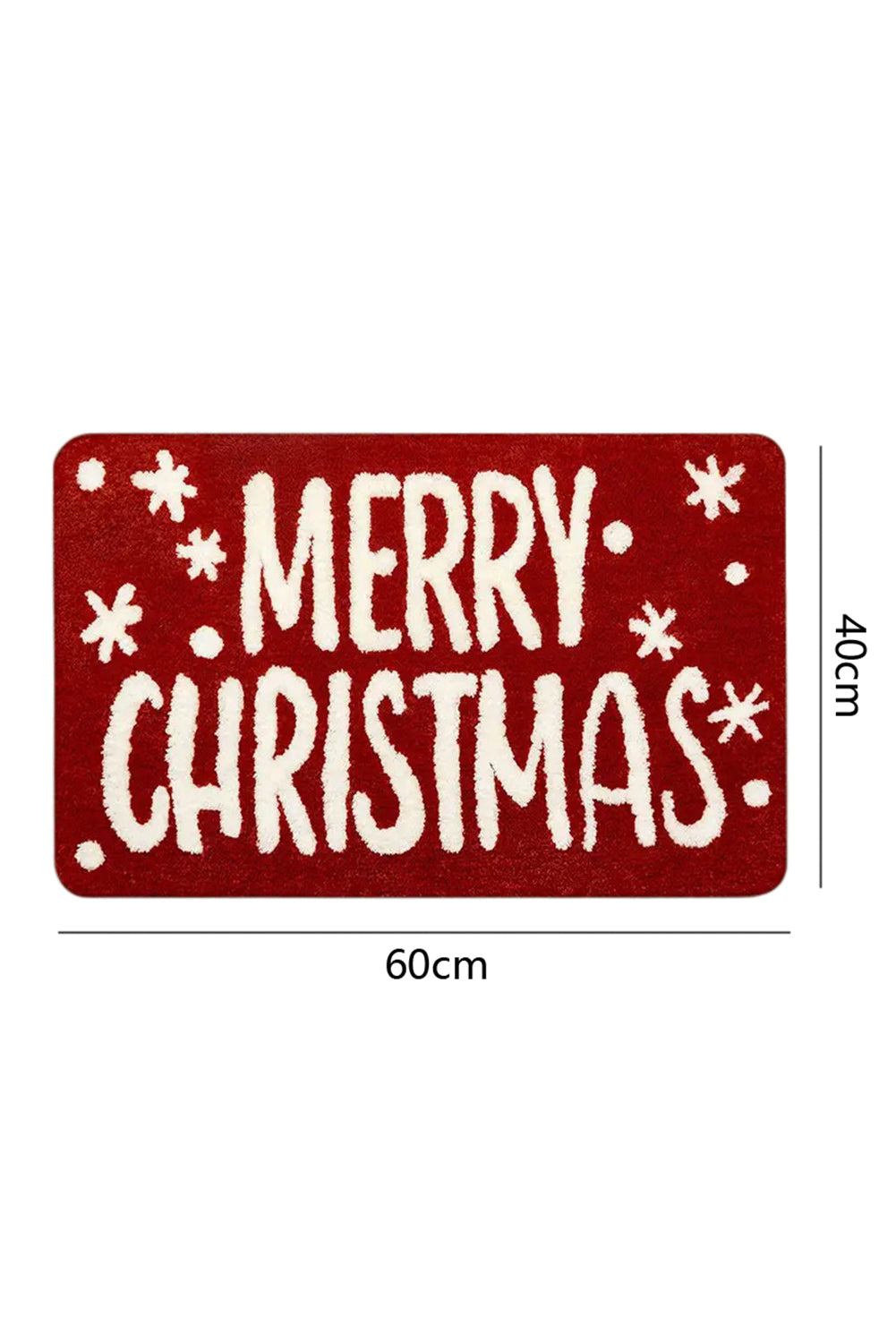Fiery Red MERRY CHRISTMAS Plush Entrance Mat