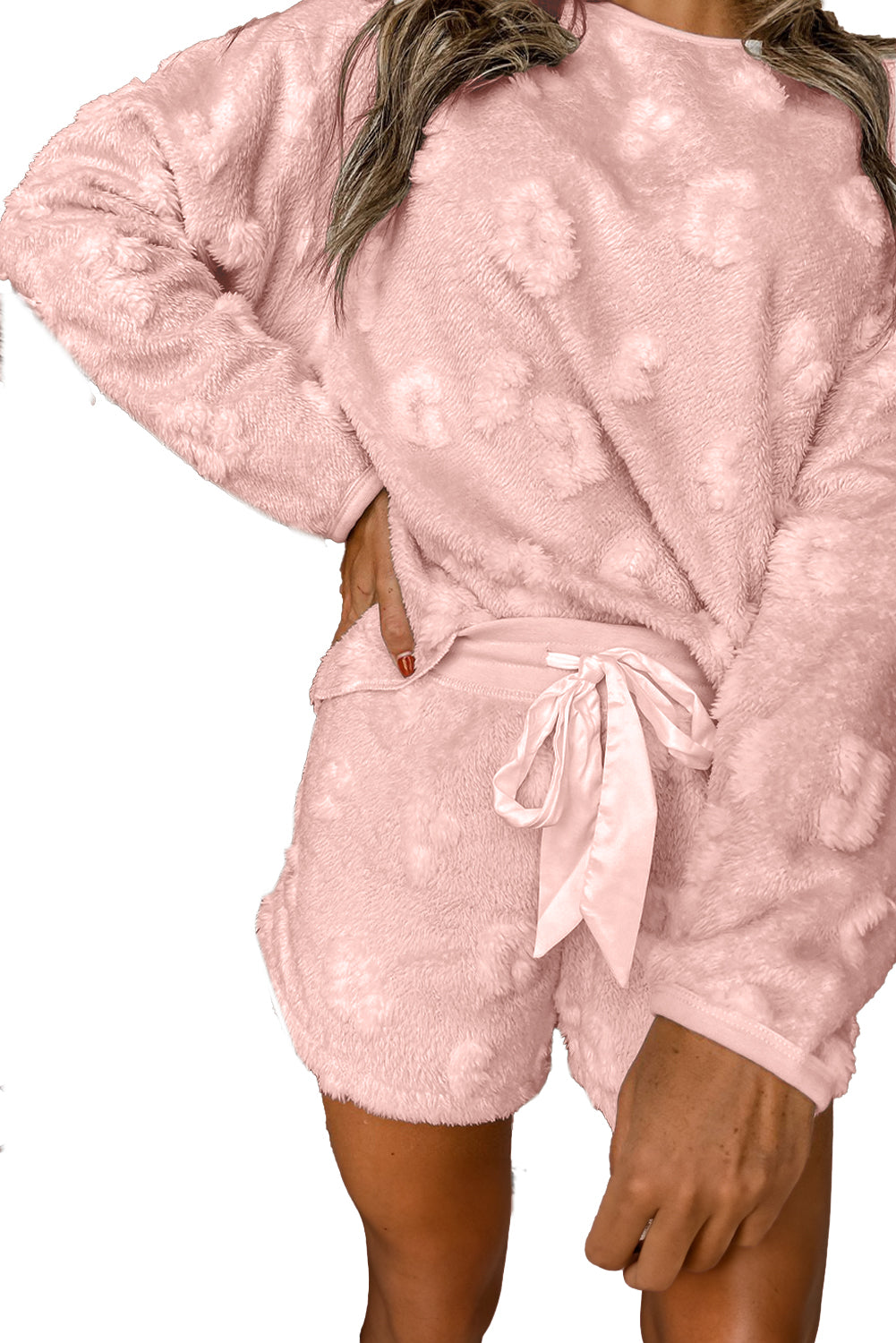 Cheetah Fleece Loose Two Piece Pajama Set - Cowaa