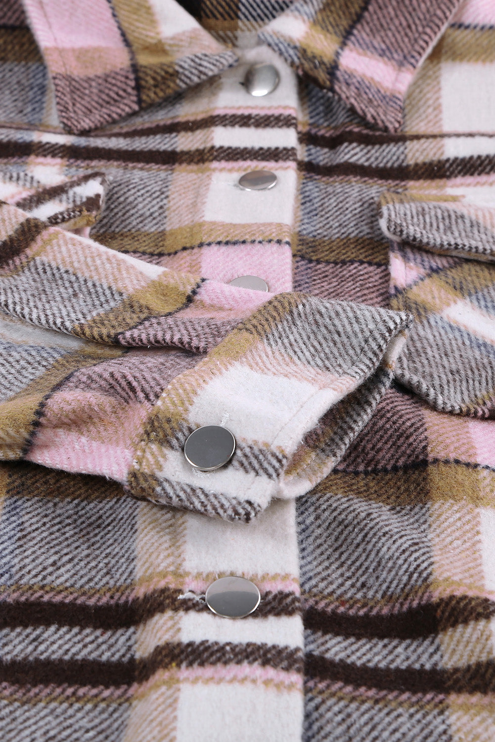 Plaid Button Front Pocket Shirt Shacket - Cowaa