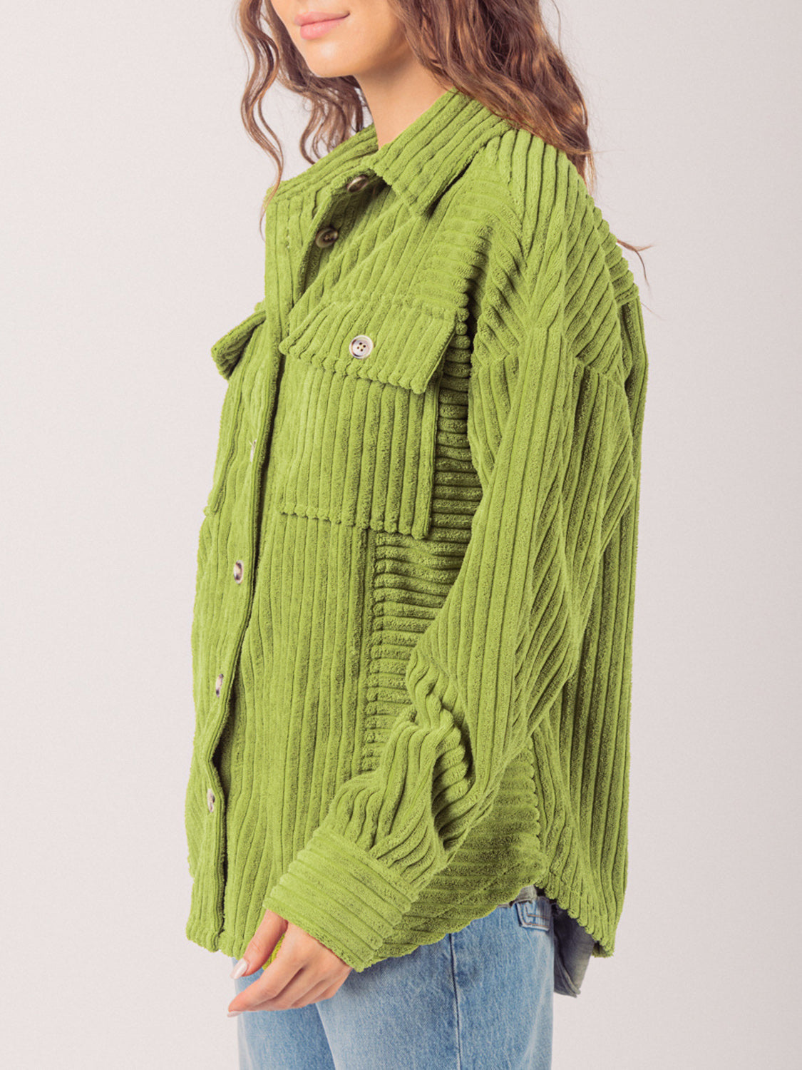 Button Up Long Sleeve Corduroy Shirt