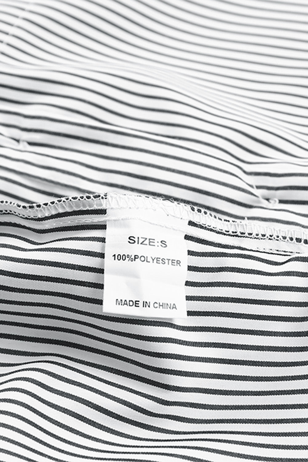 Black Striped Casual Shirred Cuffs Shirt - Cowaa
