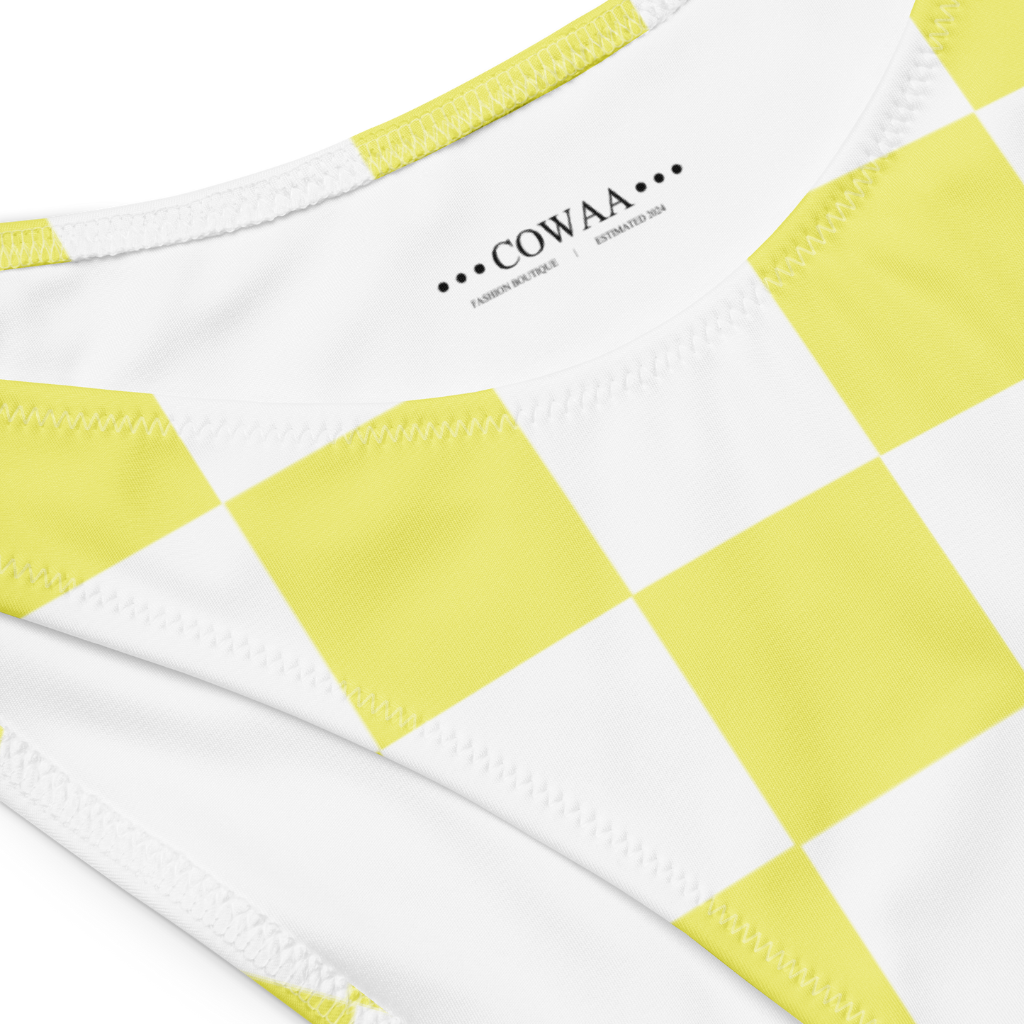Yellow Checkered Recycled Bandeau Bikini Set