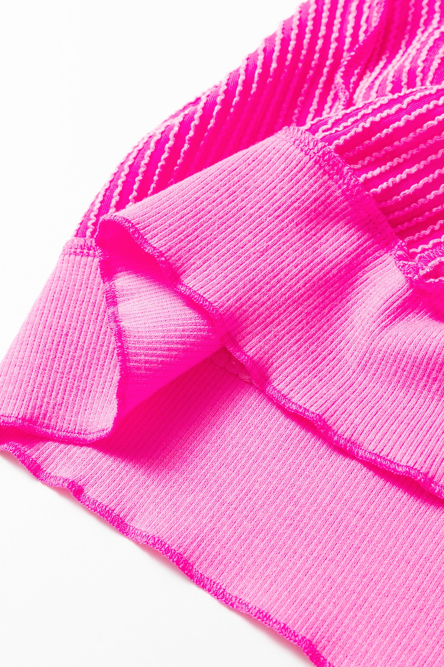 Rose Red Drop Shoulder Uneven Hem Plus Size Twisted Rib Top - Cowaa