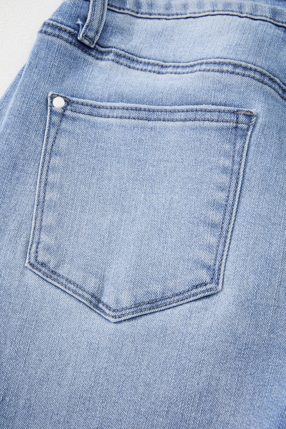Sail Blue Mineral Wash Raw Hem High Waist Flared Jeans - Cowaa