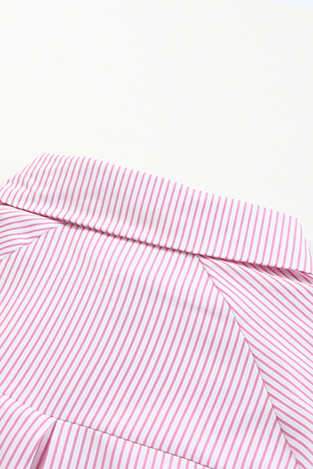 Black Striped Casual Shirred Cuffs Shirt - Cowaa