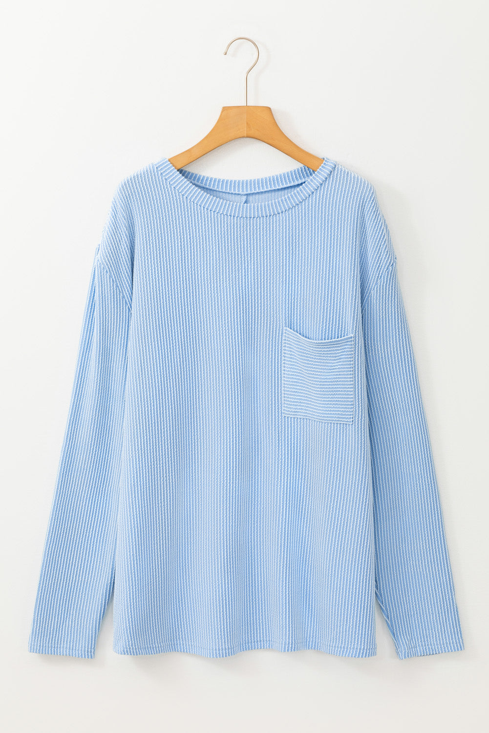 Myosotis Plus Size Ribbed Textured Long Sleeve T Shirt - Cowaa
