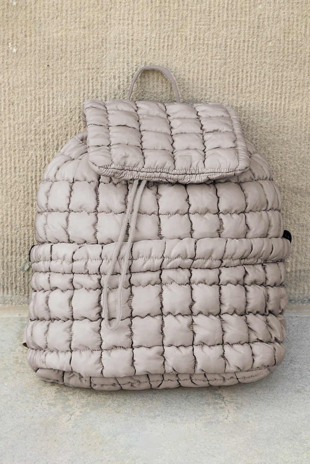 Solid Flapped Quilted Puffer Backpack