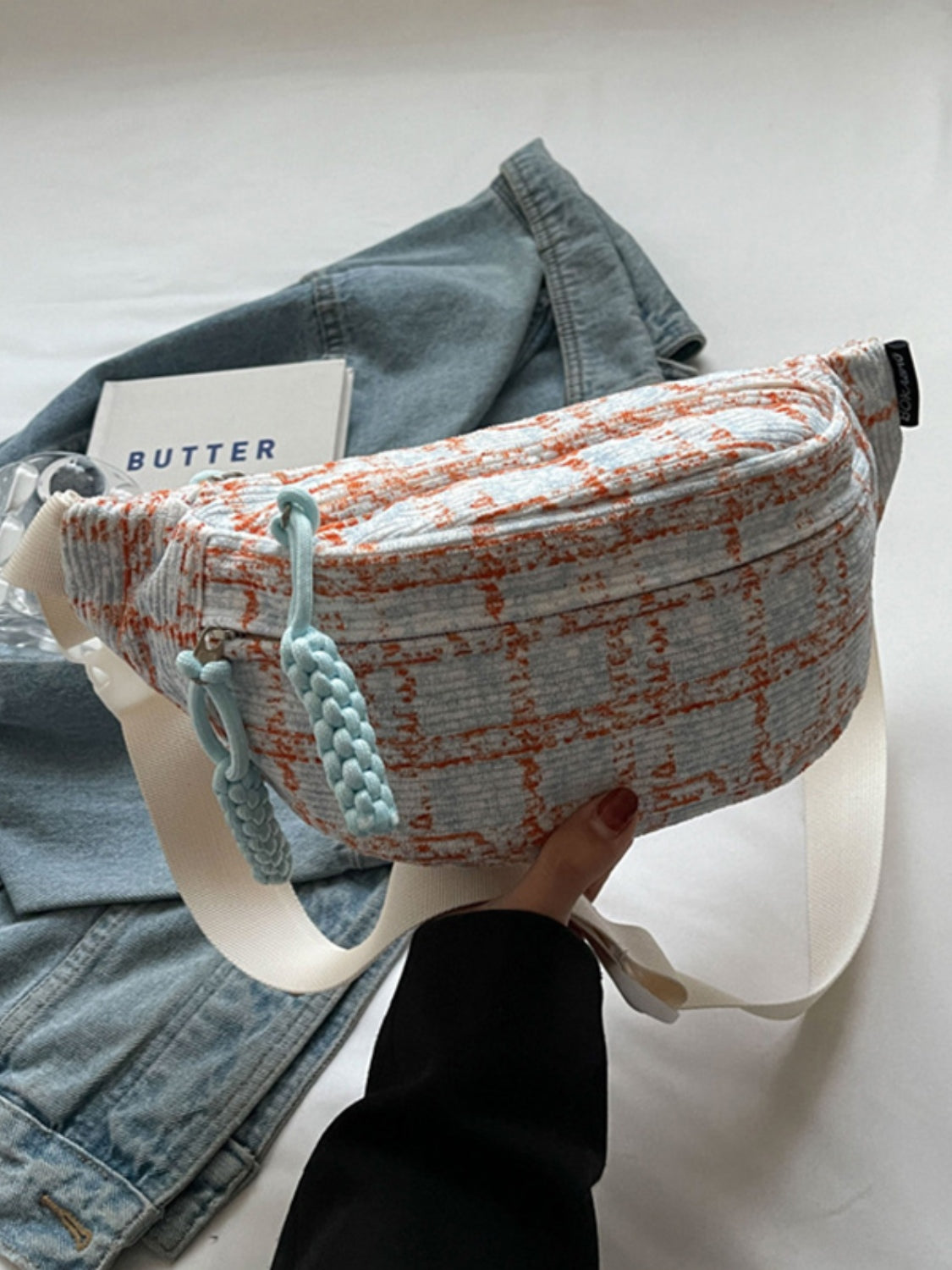 Contrast Plaid Polyester Crossbody Bag - Cowaa