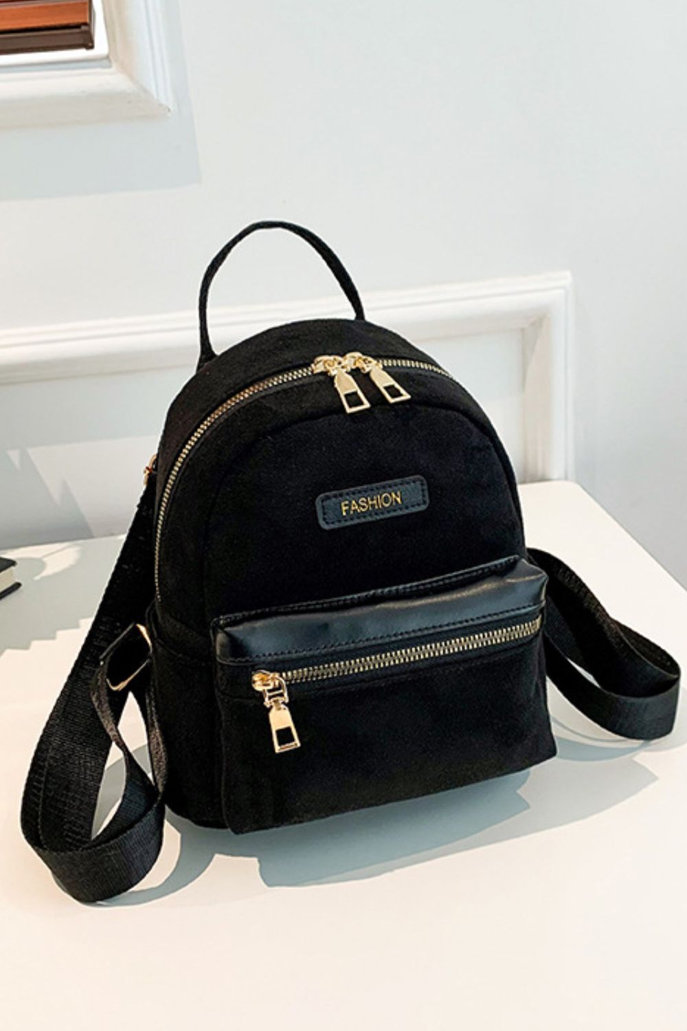 Suede Adjustable Strap Backpack Bag - Cowaa